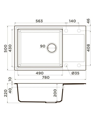 Кухонная мойка Tetogranit Omoikiri Sakaime 78-LB-WH белый 4993903