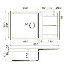 Кухонная мойка Tetogranit Omoikiri Sumi 86-BL черный 4993646