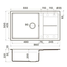 Кухонная мойка Tetogranit Omoikiri Sumi 86-PL платина 4993651