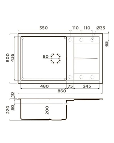 Кухонная мойка Tetogranit Omoikiri Sumi 86-PL платина 4993651