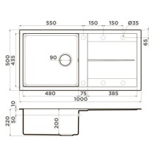 Кухонная мойка Tetogranit Omoikiri Sumi 100-WH белый 4993657