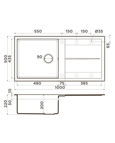Кухонная мойка Tetogranit Omoikiri Sumi 100-DC темный шоколад 4993658