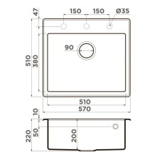 Кухонная мойка Tetogranit Omoikiri Tedori 57-GR ленинградский серый 4993566