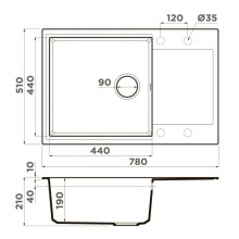 Кухонная мойка Artgranit Omoikiri Daisen 78-LB-PA пастила 4993688