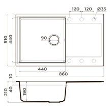 Кухонная мойка Artgranit Omoikiri Daisen 86-BE ваниль 4993694