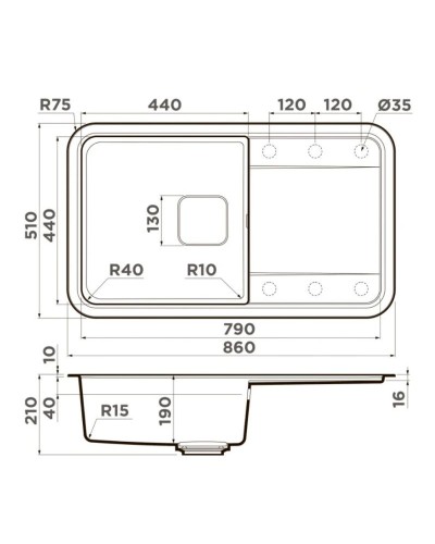 Кухонная мойка Artgranit Omoikiri Tasogare 86-BL черный 4993469