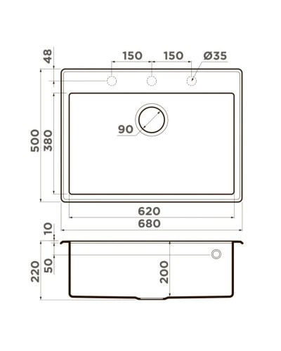 Кухонная мойка Tetogranit Omoikiri Tedori 68-SA бежевый 4993966