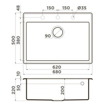 Кухонная мойка Tetogranit Omoikiri Tedori 68-GR ленинградский серый 4993570