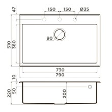 Кухонная мойка Tetogranit Omoikiri Tedori 79-EV эверест 4993954