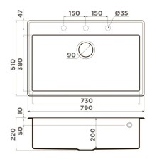 Кухонная мойка Tetogranit Omoikiri Tedori 79-EV эверест 4993954