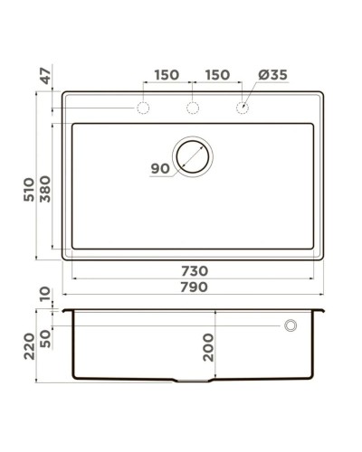 Кухонная мойка Tetogranit Omoikiri Tedori 79-SA бежевый 4993950