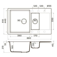 Кухонная мойка Artgranit Omoikiri Daisen 86-2-BE ваниль 4993471