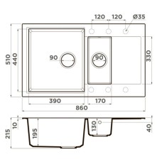 Кухонная мойка Artgranit Omoikiri Daisen 86-2-BE ваниль 4993471