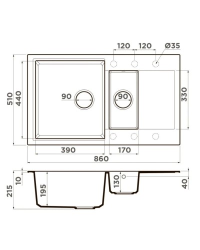 Кухонная мойка Artgranit Omoikiri Daisen 86-2-CA карамель 4993474