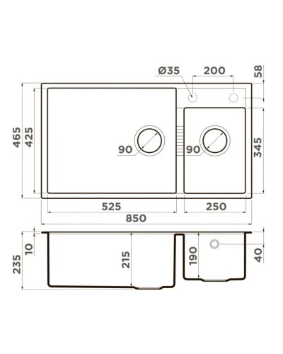 Кухонная мойка Tetogranit Omoikiri Tedori 85-2-U-BL черный 4993940