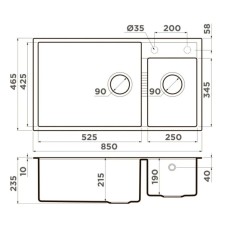 Кухонная мойка Tetogranit Omoikiri Tedori 85-2-U-WH белый 4993943