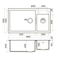 Кухонная мойка Tetogranit Omoikiri Tedori 86-2-LB-PL платина 4993939