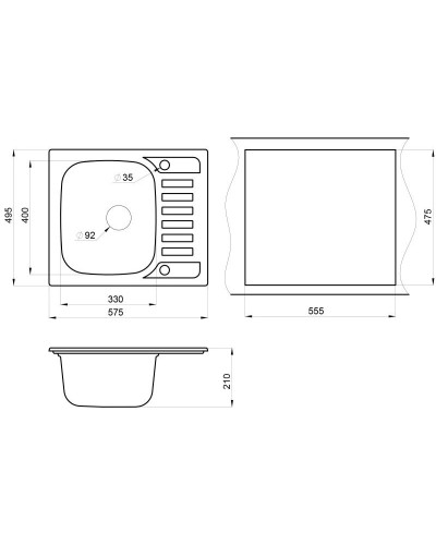 Кухонная мойка Granula черный 5801bl
