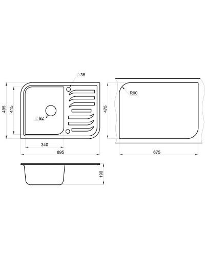 Кухонная мойка Granula эспрессо 7001es