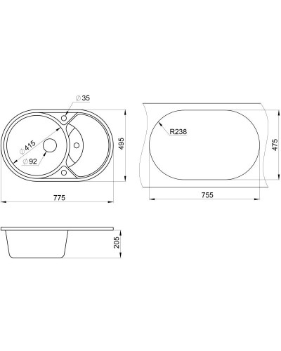 Кухонная мойка Granula шварц 7801sv