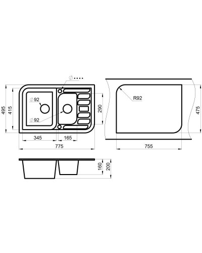 Кухонная мойка Granula эспрессо 7803es