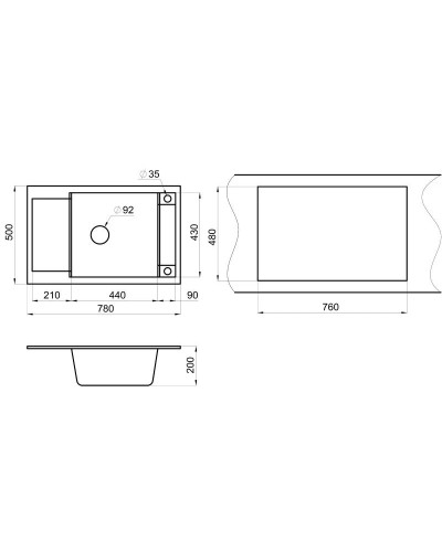 Кухонная мойка Granula шварц 7806sv