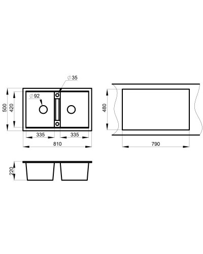 Кухонная мойка Granula алюминиум 8101al