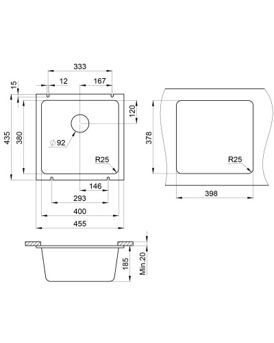 Кухонная мойка Granula черный 3801bl