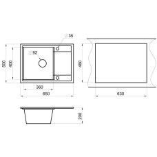 Кухонная мойка Granula графит/базальт 6504bgbt