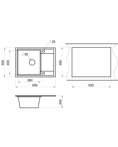 Кухонная мойка Granula черный/арктик 6504blwh