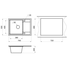 Кухонная мойка Granula графит/базальт 7401bgbt