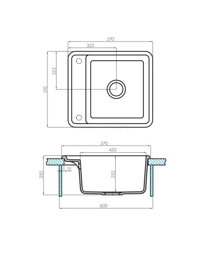 Кухонная мойка Акватон Беллис серый шелк 1A724932BS250