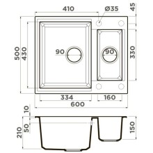 Кухонная мойка Tetogranit Omoikiri Sakaime 60-2-BL черный 4993908