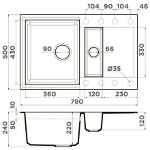 Кухонная мойка Tetogranit Omoikiri Sakaime 78-2-GR ленинградский серый 4993559