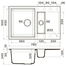 Кухонная мойка Tetogranit Omoikiri Sakaime 78-2-GR ленинградский серый 4993559