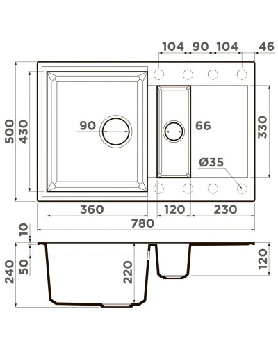 Кухонная мойка Tetogranit Omoikiri Sakaime 78-2-GR ленинградский серый 4993559