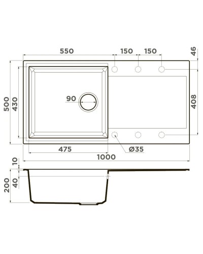 Кухонная мойка Tetogranit Omoikiri Sakaime 100-WH белый 4993887