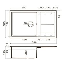 Кухонная мойка Tetogranit Omoikiri Sumi 86-GR ленинградский серый 4993564