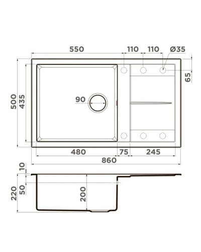 Кухонная мойка Tetogranit Omoikiri Sumi 86-GR ленинградский серый 4993564