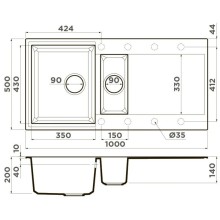Кухонная мойка Tetogranit Omoikiri Sakaime 100-2-DC темный шоколад 4993896