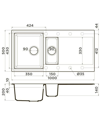 Кухонная мойка Tetogranit Omoikiri Sakaime 100-2-PL платина 4993899