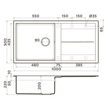 Кухонная мойка Tetogranit Omoikiri Sumi 100-GR ленинградский серый 4993565