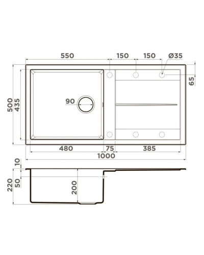 Кухонная мойка Tetogranit Omoikiri Sumi 100-GR ленинградский серый 4993565