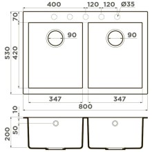 Кухонная мойка Tetogranit Omoikiri Bosen 80-2-BL черный 4993836