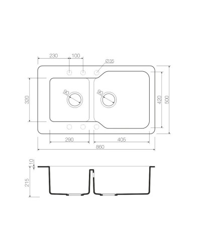 Кухонная мойка Tetogranit Omoikiri Maru 86-2-GR ленинградский серый 4993575