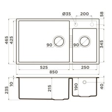 Кухонная мойка Tetogranit Omoikiri Tedori 85-2-U-GR ленинградский серый 4993542