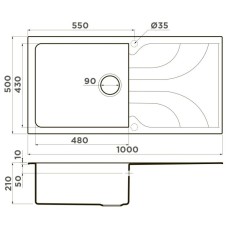 Кухонная мойка Tetogranit Omoikiri Yasugata 100-BL черный 4993844