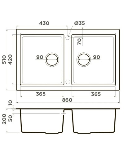 Кухонная мойка Tetogranit Omoikiri Tedori 86-2-WH белый 4993927