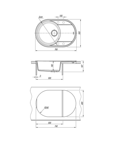 Кухонная мойка Lemark Lacha 760 серый 9910057