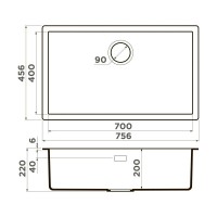 Кухонная мойка Tetogranit Omoikiri Yamakawa 75T-U/I-BL черный 4993437